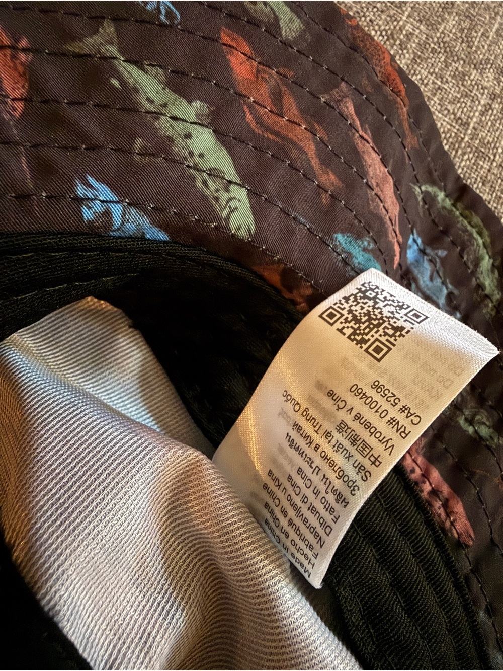Kavu Fish Stamp Bucket Hat in Black with Teal and Pink Fish - Picture 5 of 8